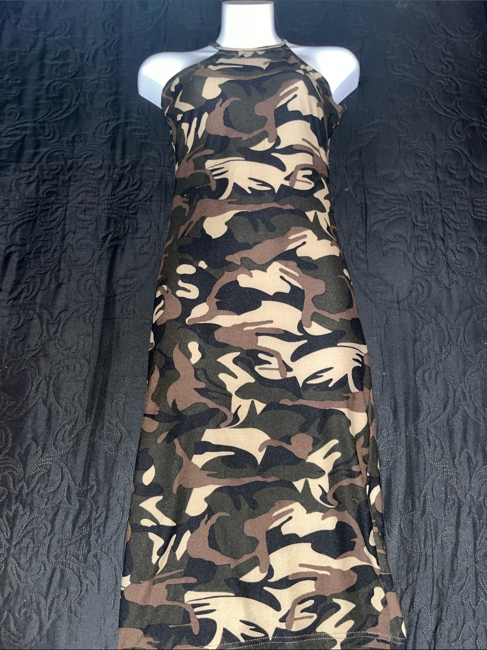 New Look One-Shoulder Camo Bodycon Dress - Brown/Black/Tan